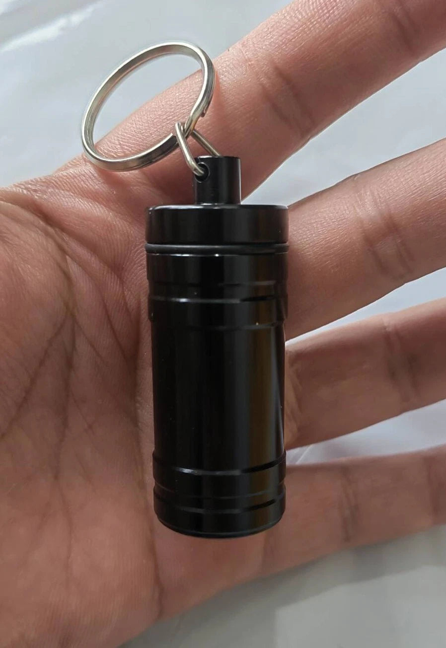 Premium Aluminum Waterproof Medication Pill Container Box Key Chain With Spoon 07FC0E-D4 - KOEEK