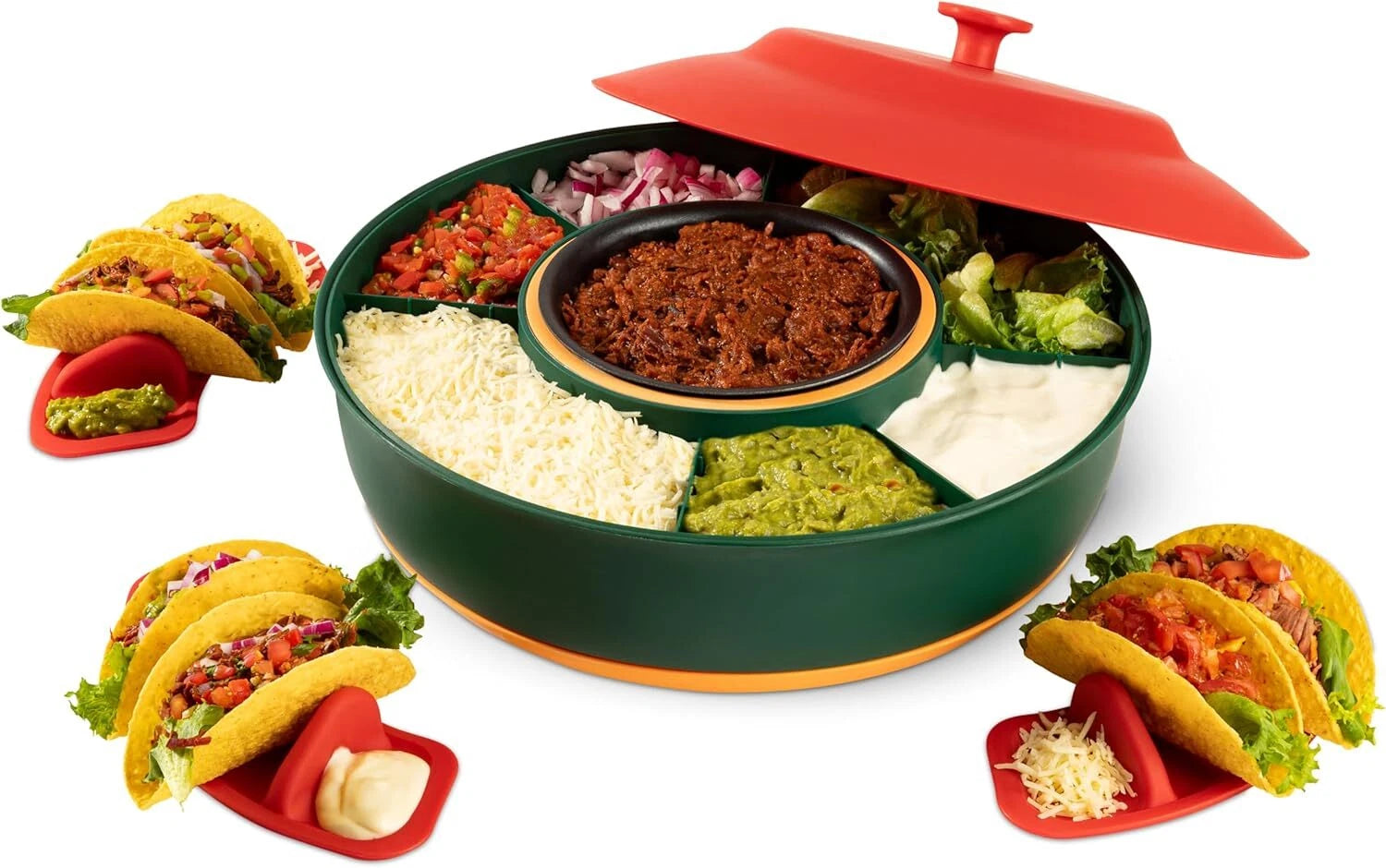 Taco Bar Serving Set for a Party - 30oz Heated Pot, 4 Taco Holders, &Detachable 07FC0E-D4 - KOEEK