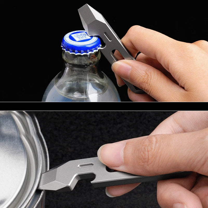 1PC Outdoor Mini Titanium Alloy Keychain Pry Bar Crowbar Opener EDC Multi Tools 07FC0E-D4 - KOEEK