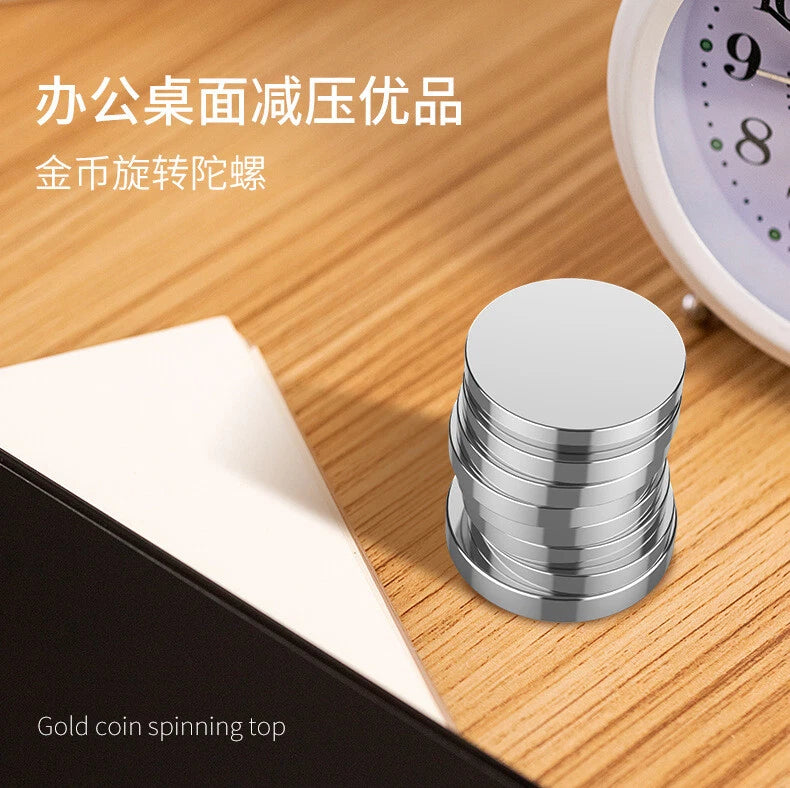 Gold Coin Spinning Top Fidget ADHD Tool Spinner Desktop Gyro Fidget EDC Toy Gift 07FC0E-D4 - KOEEK