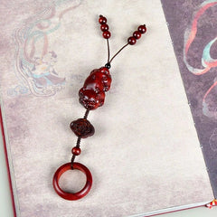 Ebony Pi Xiu Ring Pendant Accessory Handheld Bead Bracelet Amulet 07FC0E-D4 - KOEEK