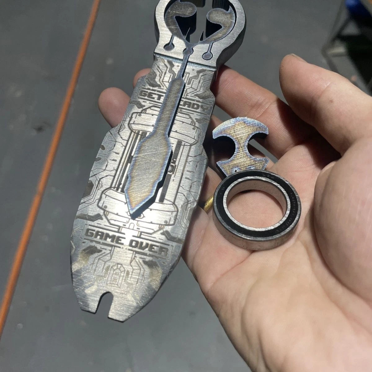 TC4/TC21 Titanium Alloy Multi Tool EDC Pocket Pry Bar with Wrench Socket CNC 07FC0E-D4 - KOEEK