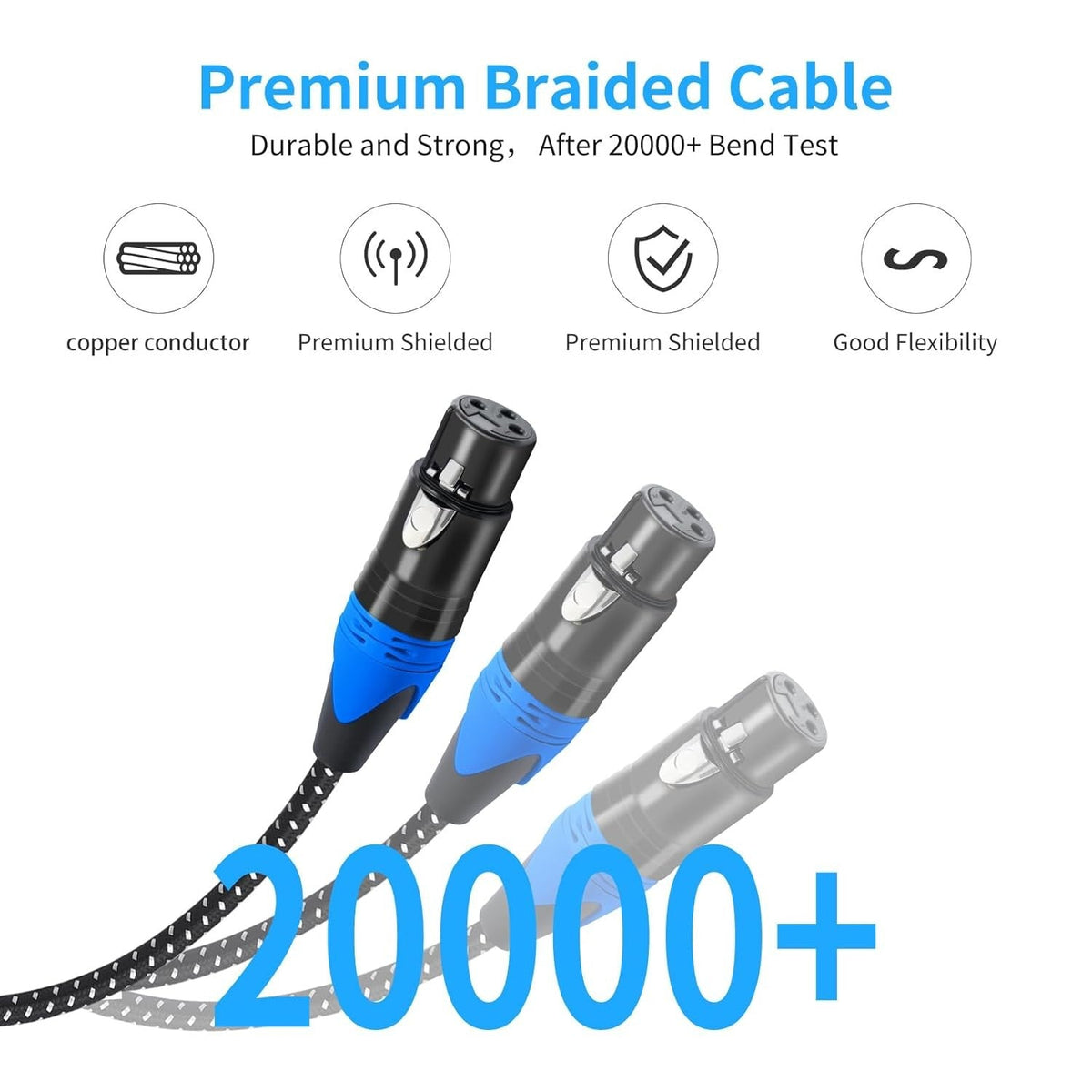 new 2Pack XLR Female to Dual Male Y Splitter Cable, 2 Y 2FT 07FC0E-D4 - KOEEK