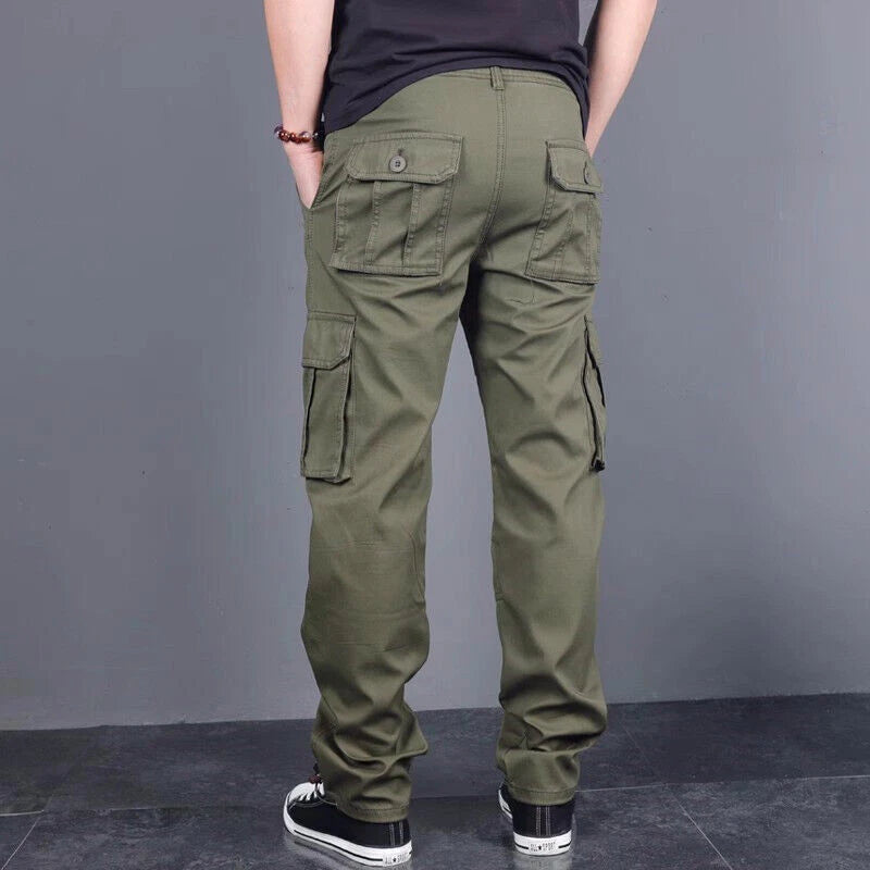 Cargo Pants Multi Pocket Men's Loose Straight Casual Pants Outdoor Pure Cotton 07FC0E-D4 - KOEEK