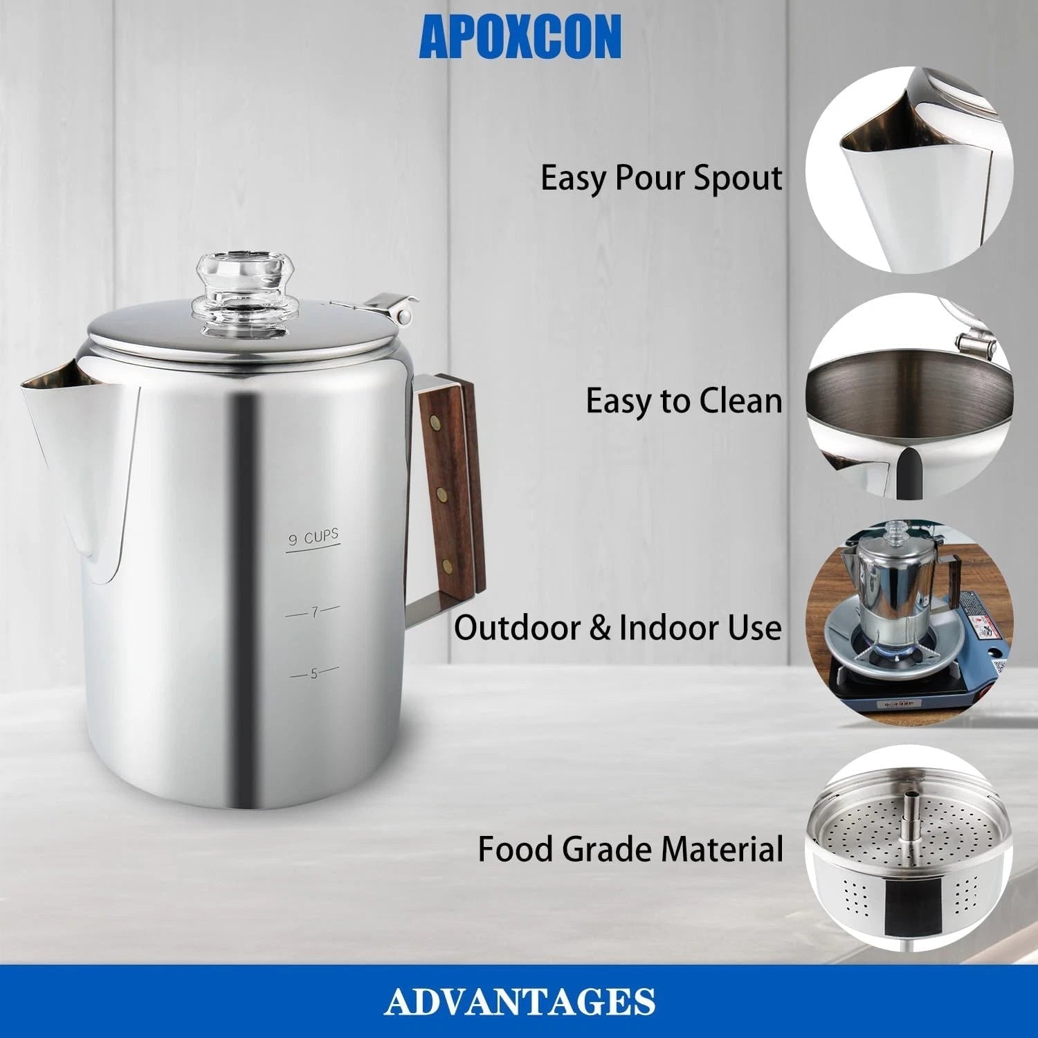 Coffee dripper with two heat-resistant reinforced glass knobs 07FC0E-D4 - KOEEK