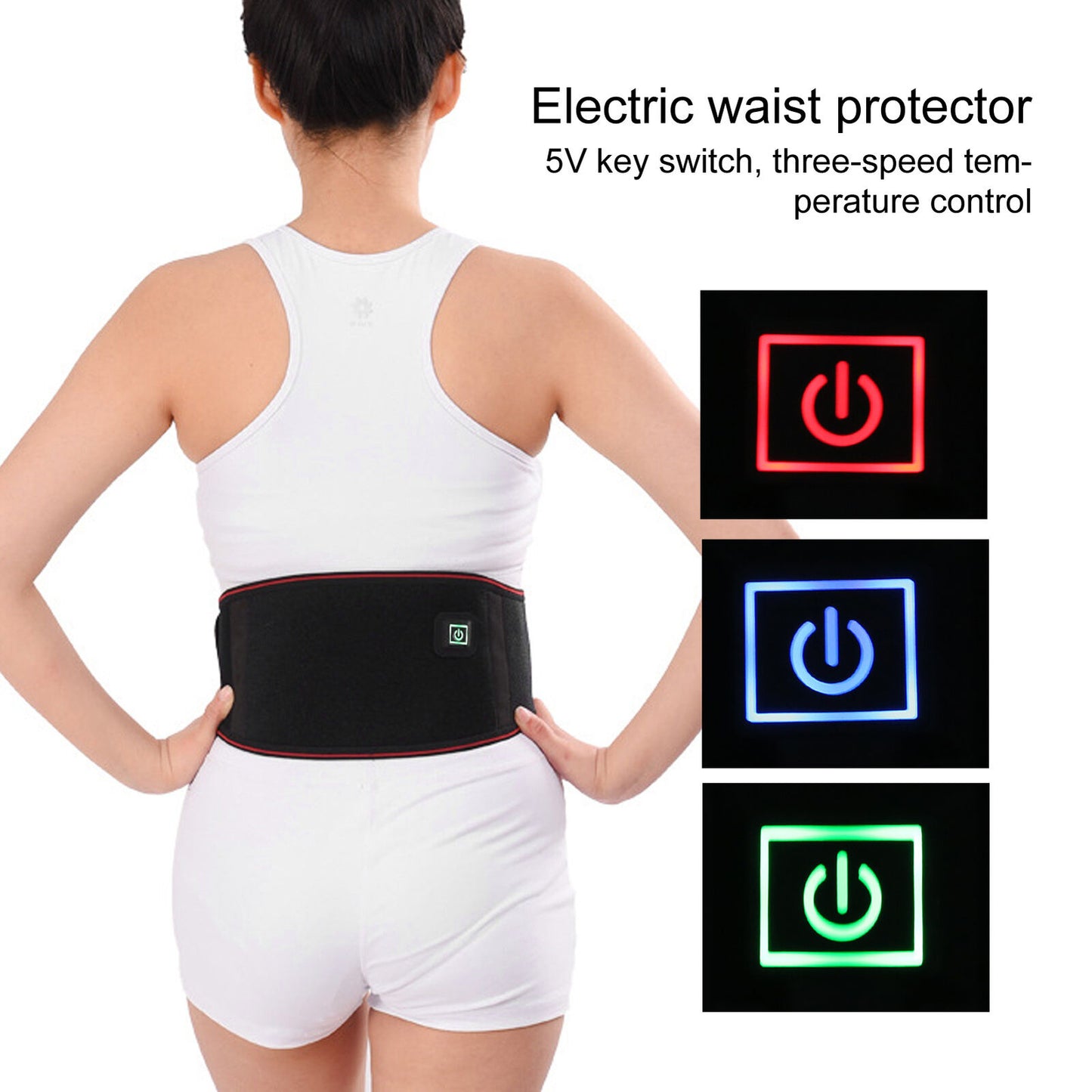 new Heating Back Belt Waist Heated Pad Pain Relief Lumbar Support Brace HGF koeek - KOEEK