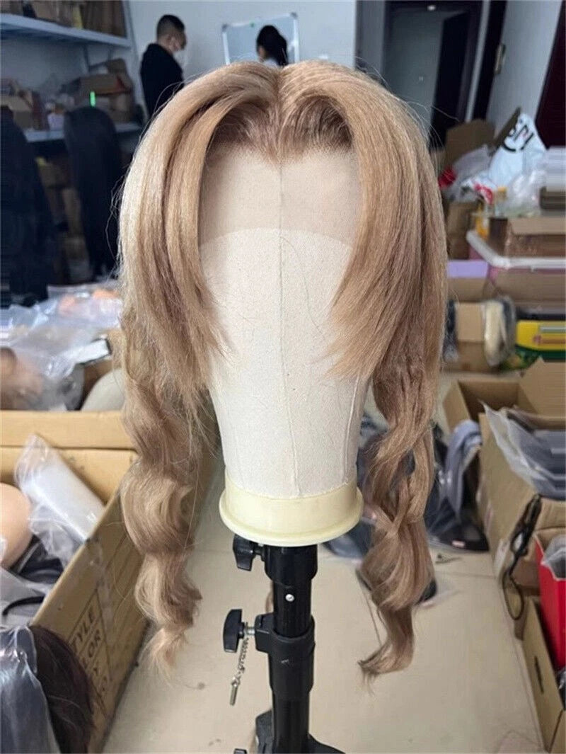 Final Fantasy 7 FF7 Aerith Zack Fair Cosplay Wig Handmade Unisex Long Hairpiece 07FC0E-D4 - KOEEK
