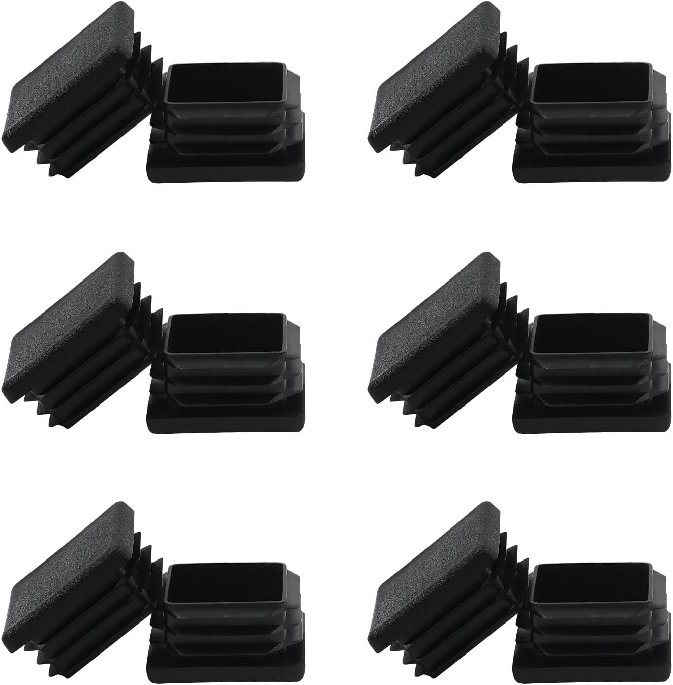 new WZB, 2 Inch 2x2 Square Tube End Cap Plastic Plugs 12 Pack, 2 Black WZB - KOEEK