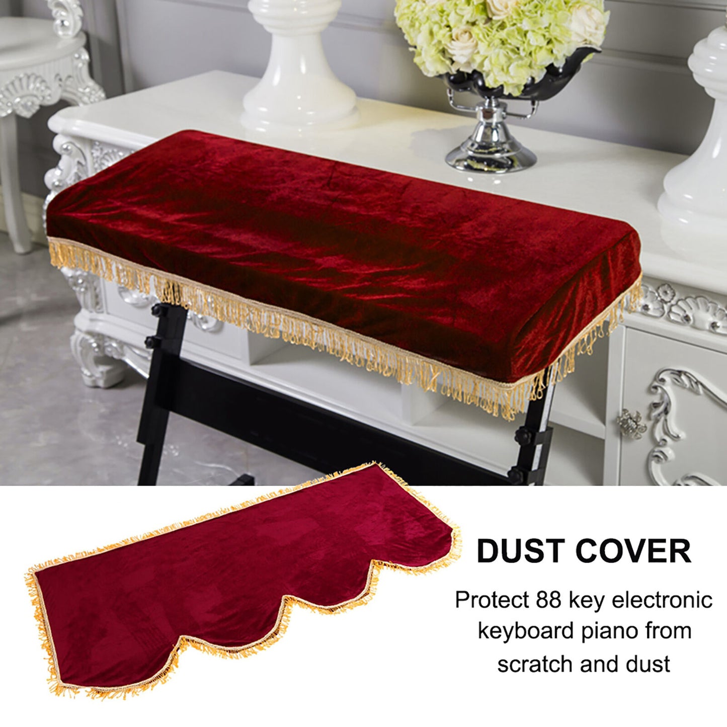 nytt Piano Keyboard Dust Cover For 88 Key Electronic Piano Dustproof Cover Durabl