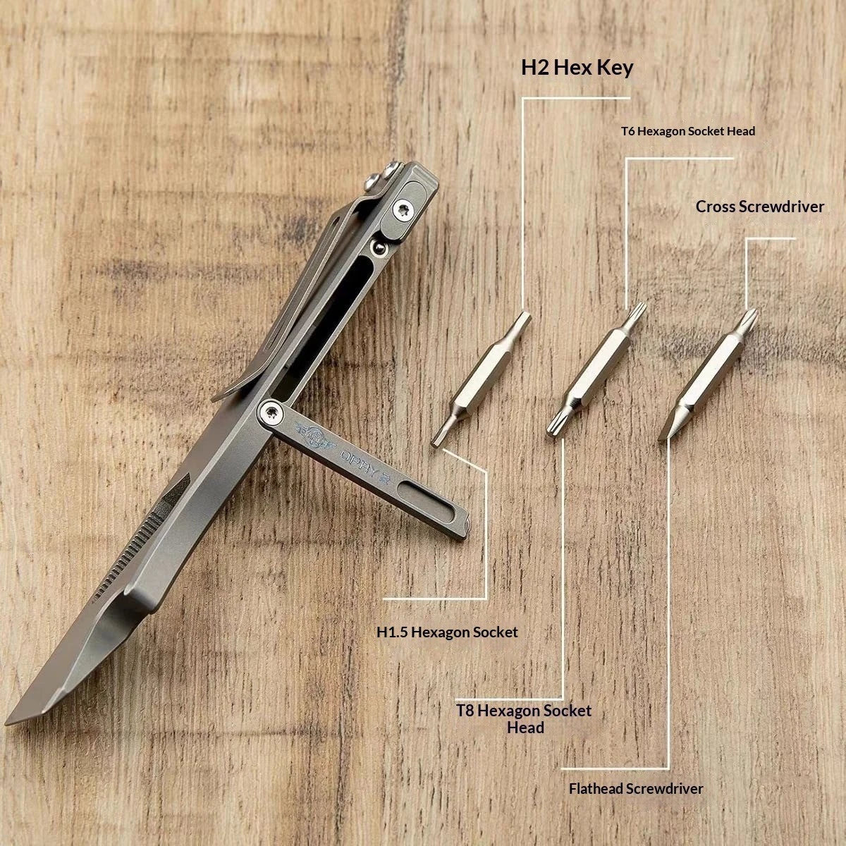 TC4 Titanium Alloy Pry Bar Hex Wrench Screwdriver - Back Clip EDC Multi Tool 07FC0E-D4 - KOEEK