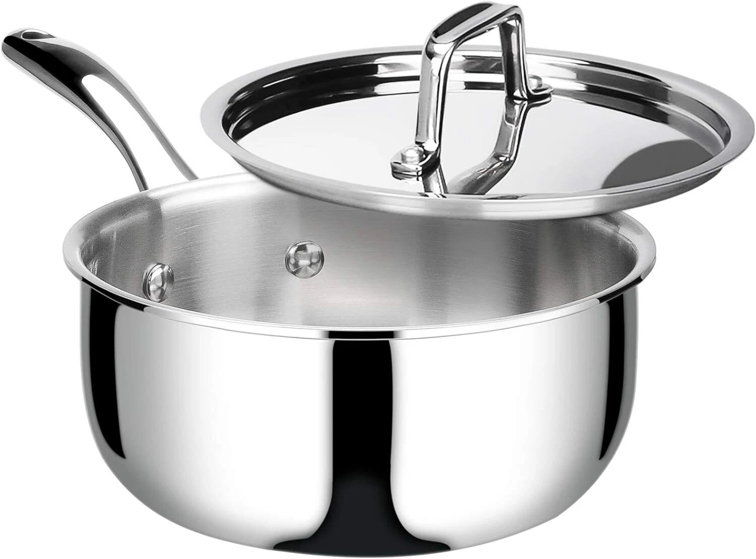 Tri-Ply Stainless Steel Stock Pot with Lid, 3-Quart, Kitchen Induction Cookware 07FC0E-D4 - KOEEK