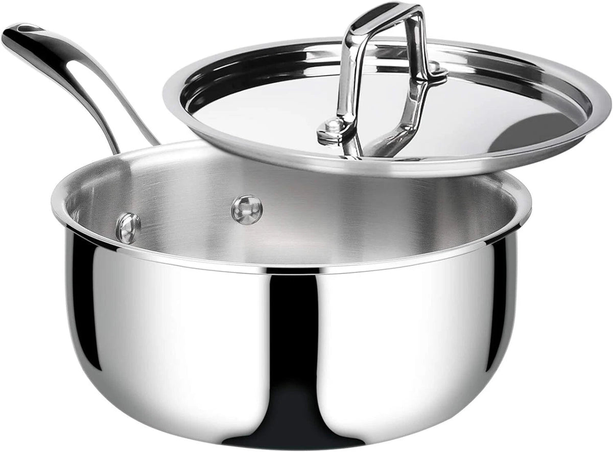 Tri-Ply Stainless Steel Stock Pot with Lid, 3-Quart, Kitchen Induction Cookware 07FC0E-D4 - KOEEK