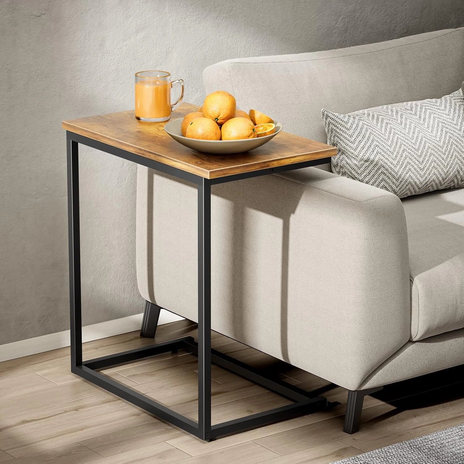 C Shaped End Table 27 inches High, Side Table for Couch Slide Under, C Table 07FC0E-D4 - KOEEK