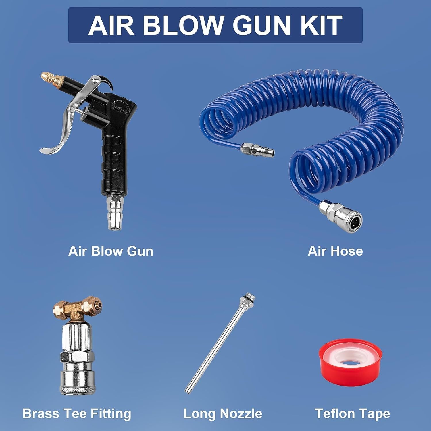 new Blue Heavy Duty Truck Air Duster Blow Gun Cleaning with 23FT Meter Long Coil... 07FC0E-D4 - KOEEK