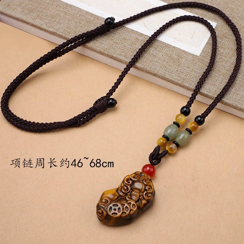 3.6cm Chinese Exquisitely Pi Xiu Necklace Pendant Sweater Chain Decoration 07FC0E-D4 - KOEEK