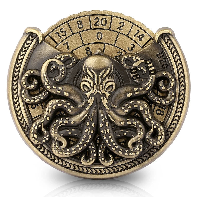 Unique Octopus Design Metal Fidget Spinner Dice for Role-Playing Game Accessory 07FC0E-D4 - KOEEK