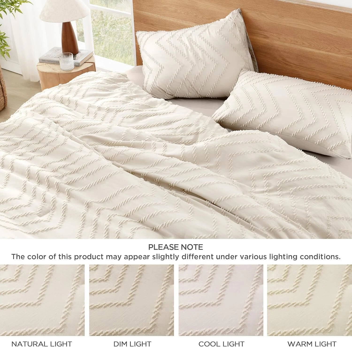 California King Beige Comforter Set, 3 Piece, Fluffy Bed Set 07FC0E-D4 - KOEEK