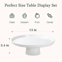 13 Inch Cake Stand, Ceramic Cake Stands for Party, Elegant Wedding Cake Plate 07FC0E-D4 - KOEEK