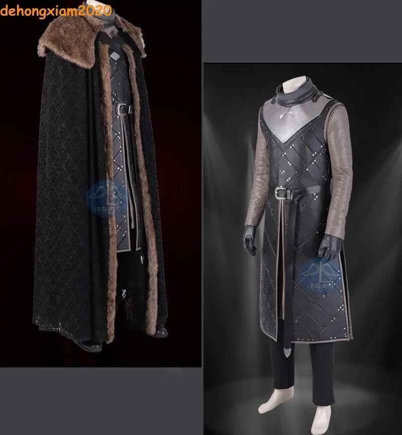 Game of Thrones Season 8 Jon Costume Cosplay Snow Suit Cloak Outfit 07FC0E-D4 - KOEEK