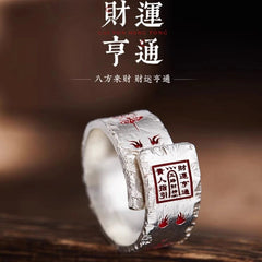 Chinese Style Taoist Ring Vintage Fortune Adjustable Band For Men Women Jewelry 07FC0E-D4 - KOEEK