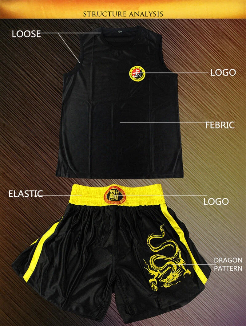 Men Women Boxing Sanda Uniform MMA Muay Thai Kung Fu Martial Arts Dragon 07FC0E-D4 - KOEEK