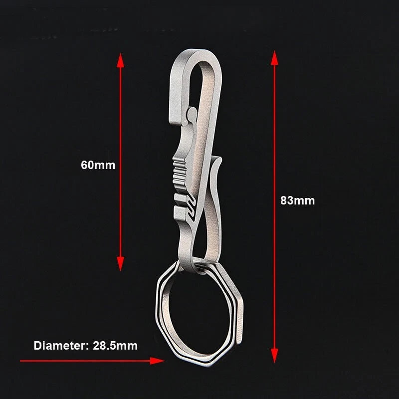 EDC Titanium Alloy Key chain Carabiner with Key Ring Waist Hanging Buckle Tool 07FC0E-D4 - KOEEK