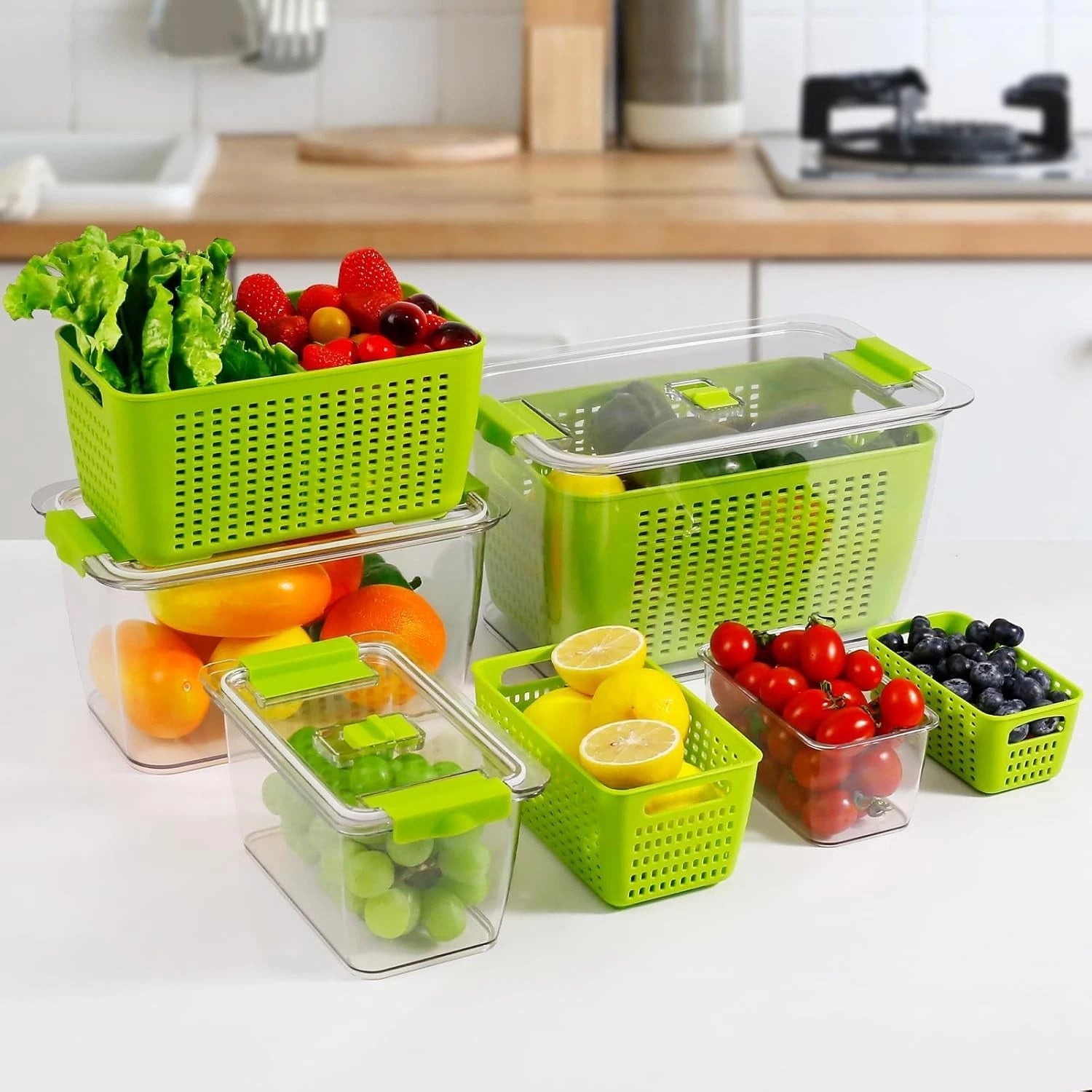 Fruit and vegetable storage box,set of 4 refrigerator storage containers 07FC0E-D4 - KOEEK