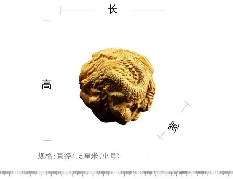 Boxwood Zodiac Carved Ball Handheld Ornament Wooden Craft Gift Decor 1 Pair 07FC0E-D4 - KOEEK