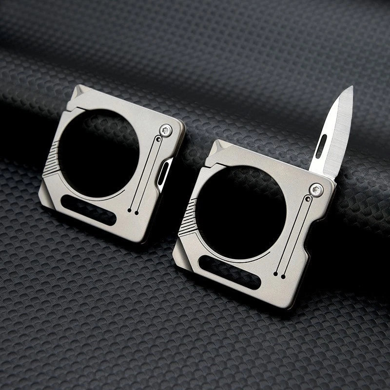 Titanium Alloy Keychain Carabiner Cutter Knife EDC Outdoor Travel Camping Tool 07FC0E-D4 - KOEEK
