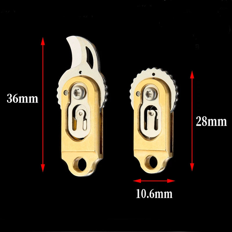 Mini Brass Keychain Outdoor Camping Tool Folding Knife Cutter EDC Pocket Knife 07FC0E-D4 - KOEEK