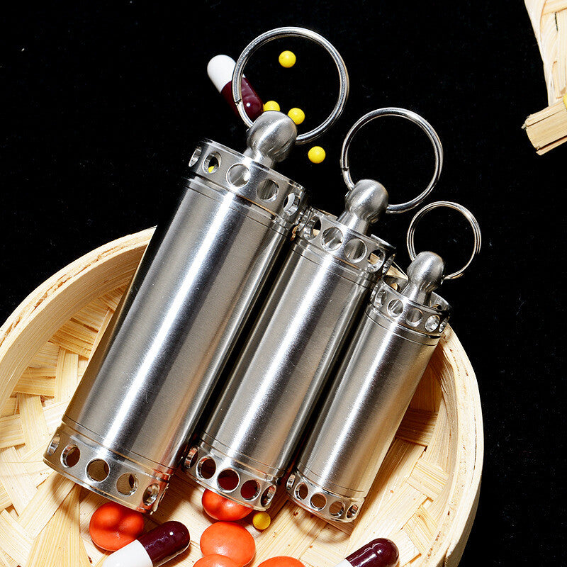 Solid Metal Outdoor Camping Survival EDC Multi Tool Waterproof Medicine Pill Box 07FC0E-D4 - KOEEK