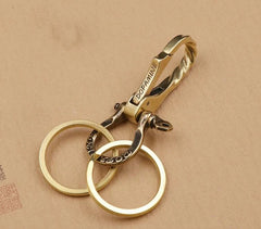 Vintage Brass Handmade Keychain Key Ring Holder Men Gold Waist Buckle Hook Gifts 07FC0E-D4 - KOEEK