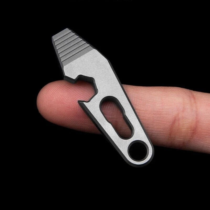EDC Mini Titanium Alloy Keychain Multi Tool Pocket Pry Bar Crowbar Opener Cutter 07FC0E-D4 - KOEEK