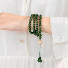 108 Beads Bracelet 8mm Green Sandalwood Aged Wood Unisex Buddhist Prayer Mala 07FC0E-D4 - KOEEK