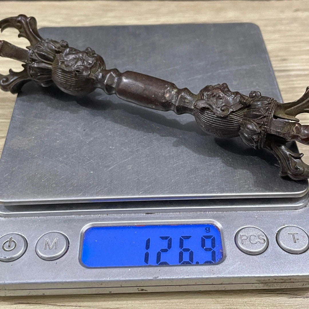 Tibetan Five Prong Vajra Dorje Brass Alloy Pendant Buddhist Ritual Handpiece 07FC0E-D4 - KOEEK