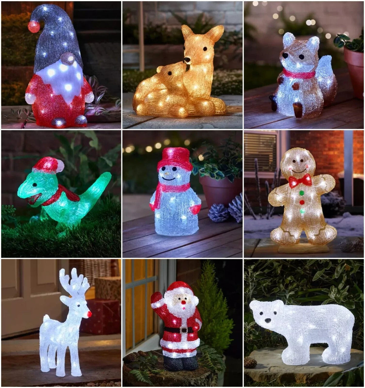 Christmas Acrylic Outdoor Decoration LED Light Up Festive Indoor Ornament Xmas 07FC0E-D4 - KOEEK