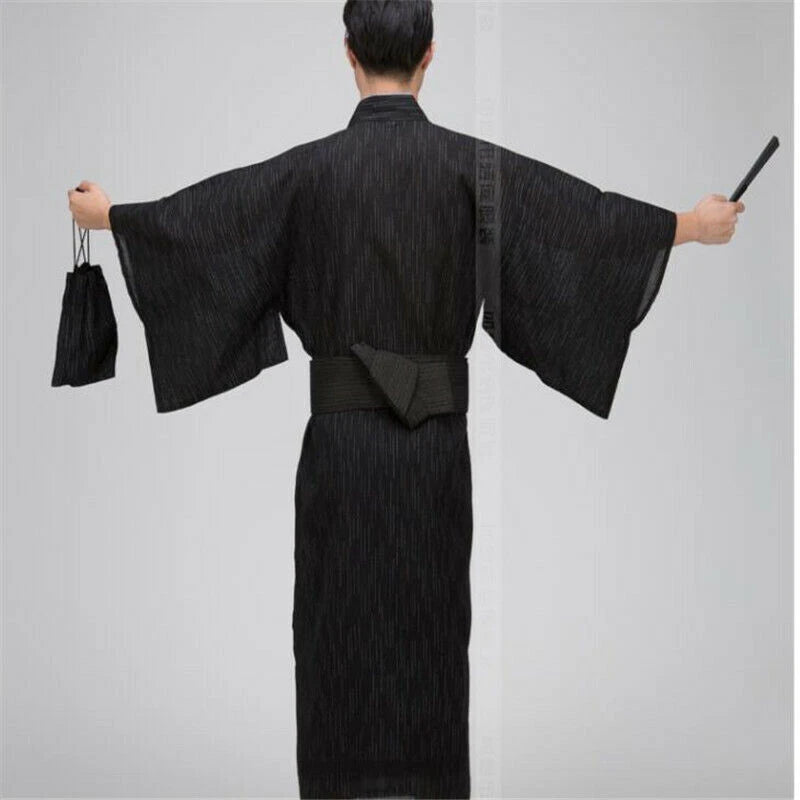Japanese Yukata Kimono Double-layered Cotton Bathrobe Robe Men's Long Pajamas 07FC0E-D4 - KOEEK