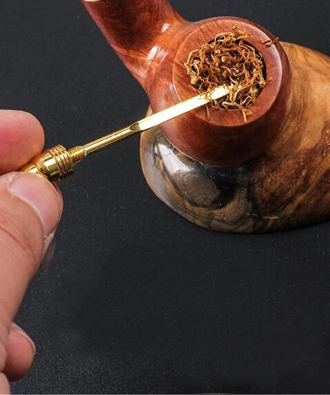 Metal 2 in 1 Carved Smoking Pipe Tamper   Tobacco Tamping Pick Clean Multi Tool 07FC0E-D4 - KOEEK