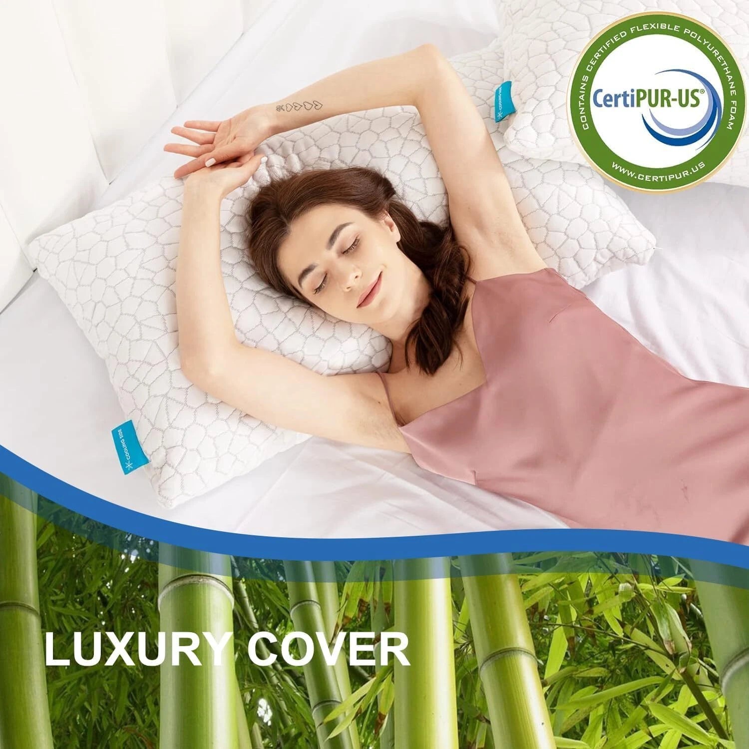 Cool Sleep Pillow Adjustable Cool Pillow with Washable Removable Cover 07FC0E-D4 - KOEEK