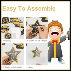 new OuMuaMua Graduation Decorations Class of 2025-36pcs Black and Gold OUMUAMUA - KOEEK