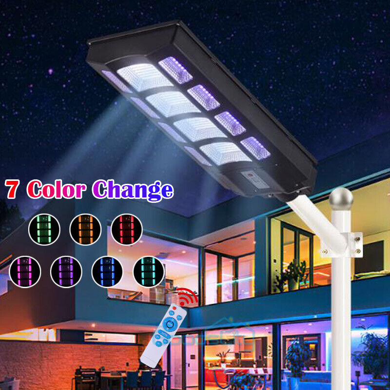 ny Super Bright Commercial Solar Street Light 7 Fargeendring Dusk to Dawn Road Lamp