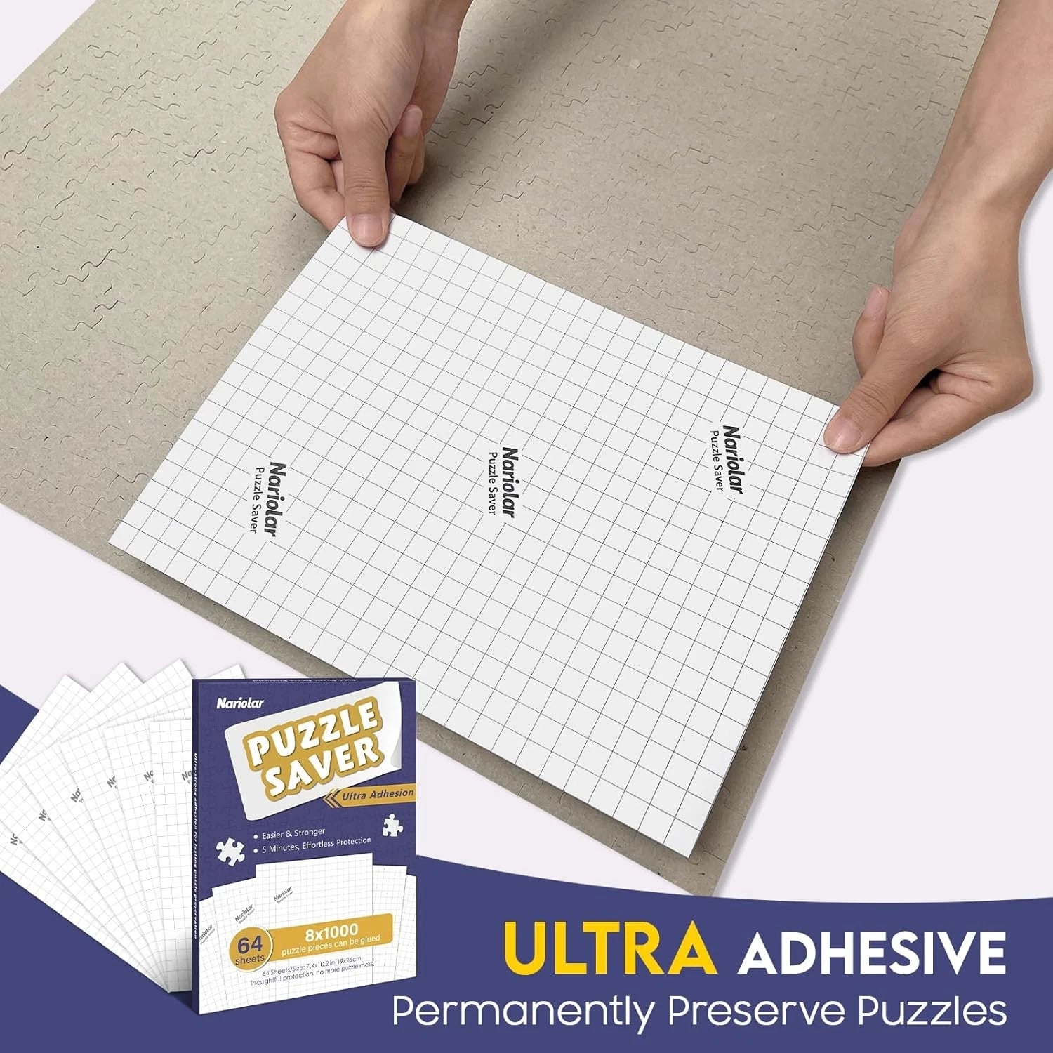 Ultra Adhesion Puzzle Glue Sheets,64 Puzzle Saver Sheets Preserves 8×1000 Pieces 07FC0E-D4 - KOEEK