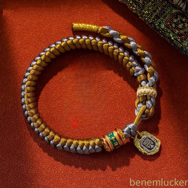 Tibetn Hand-woven Zakilam Bracelet Six Character Mantra Amulet HandString Bangle 07FC0E-D4 - KOEEK