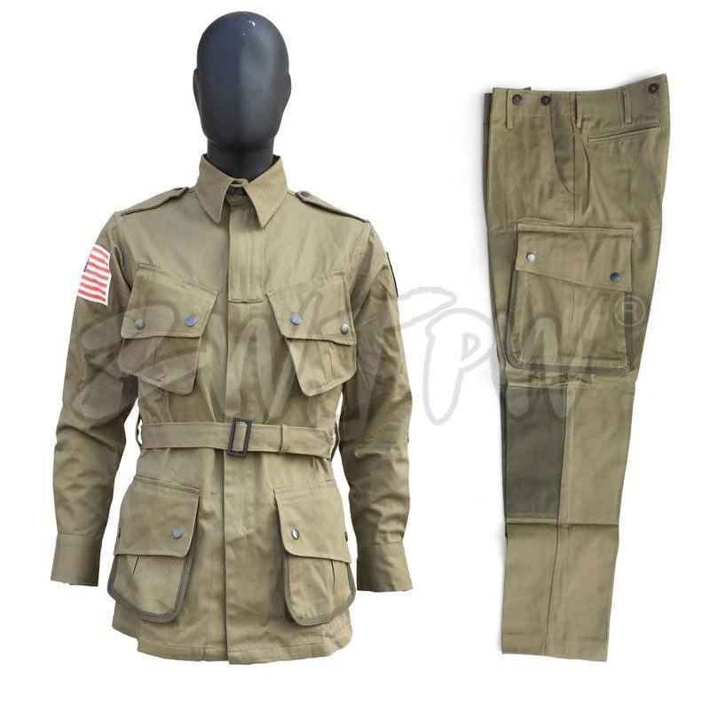 WW2 US M42 10182 Army Men's  Uniform Paratrooper Costume Sets Solider Clothing 07FC0E-D4 - KOEEK