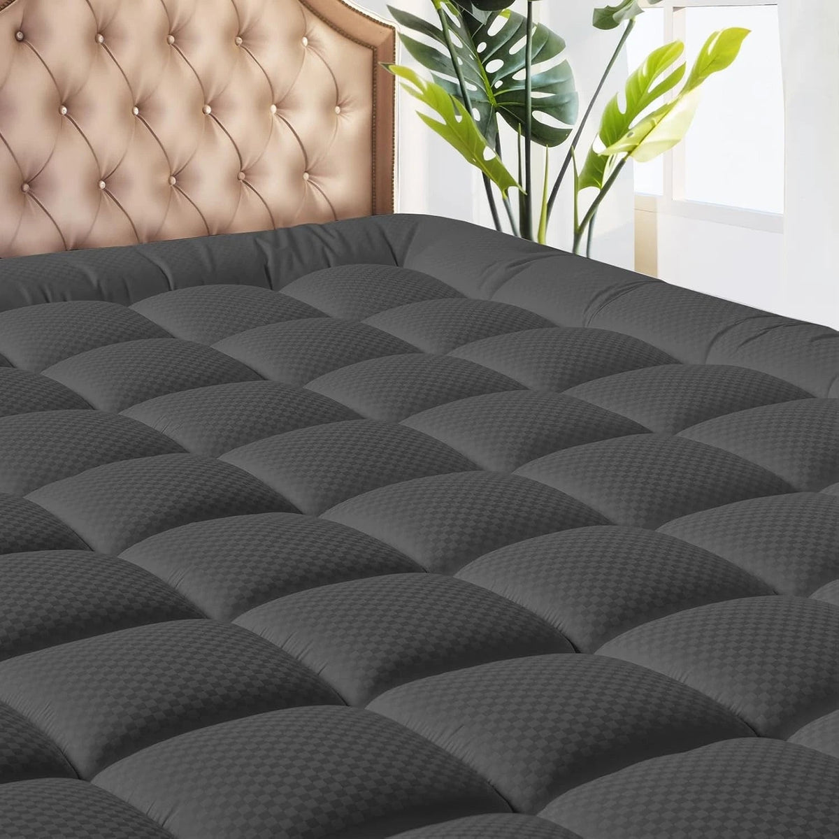 Double extra-large mattress pad with pillow top with 8-21 inch deep pockets 07FC0E-D4 - KOEEK