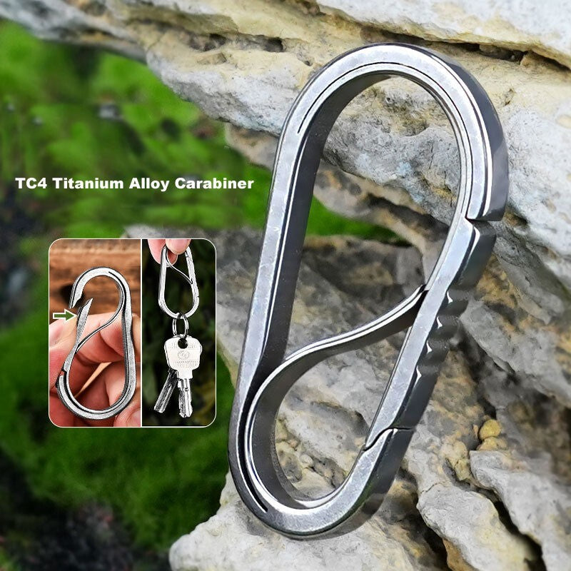 Titanium Alloy Keychain Carabiner Outdoor Connector Key Rings EDC Storage Tools 07FC0E-D4 - KOEEK