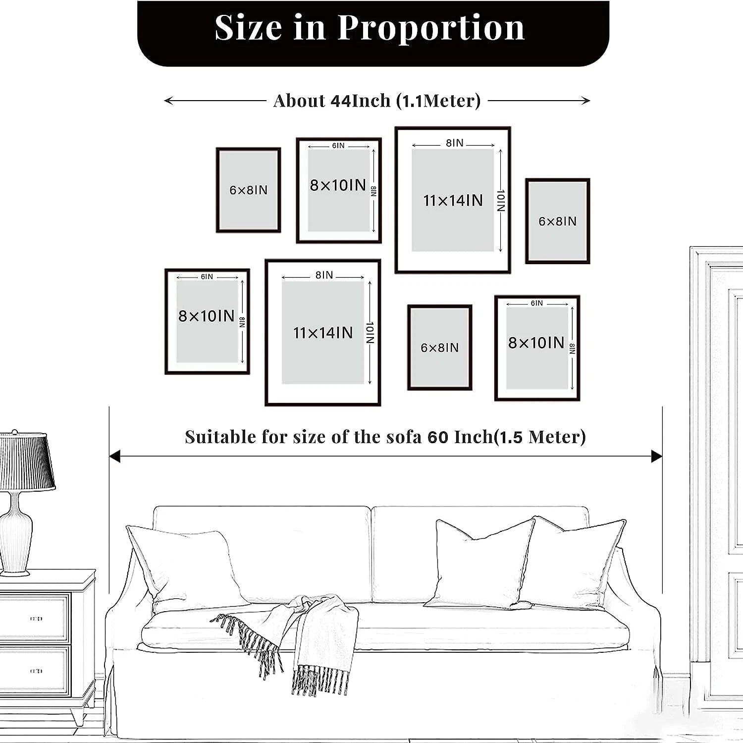 8 Pack Modern Gallery Wall Frame Set, Gold Photo Frame Collage Wall Decoration 07FC0E-D4 - KOEEK