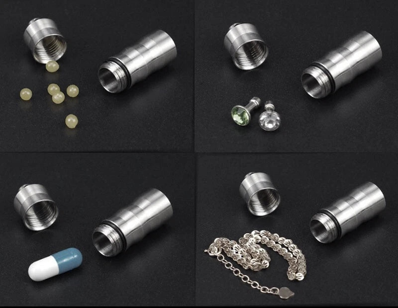 Titanium Waterproof Pill Box Organizer Container Case Storage Tank EDC Key chain 07FC0E-D4 - KOEEK