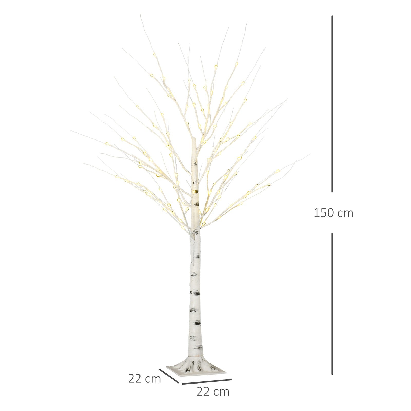 HOMCOM 5ft Artificial White Birch Tree Light w/ 96 Warm White Pre-Lit LED Light HOMCOM - KOEEK