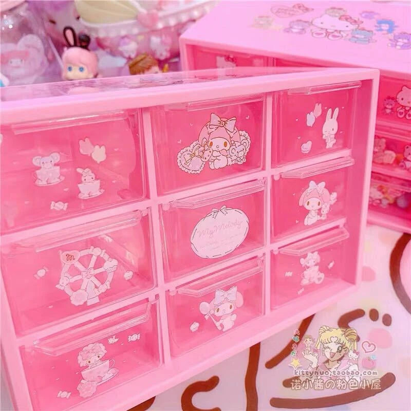 Pink My Melody Desk Jewelry Box Case Storage Organizer Case Stationery Box Cute 07FC0E-D4 - KOEEK